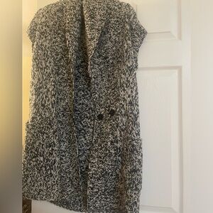 Nautica Black and White Marled Long Sweater